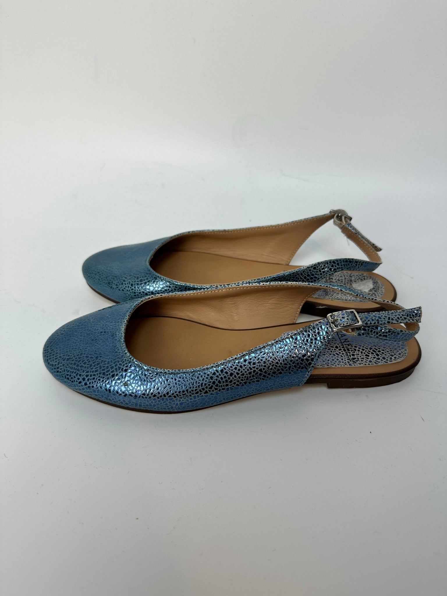 Manfield blauw metallic slingback ballerina's maat 36