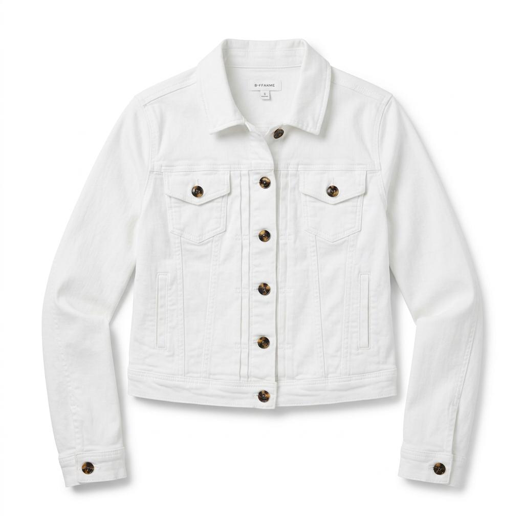 Jas - wit, denim, knoopsluiting