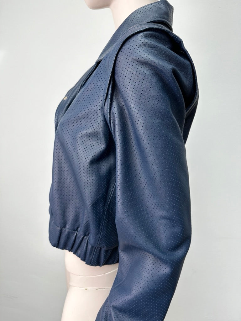 Caroline Biss blauw leren bomberjack maat 36