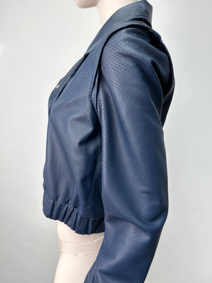 Caroline Biss blauw leren bomberjack maat 36