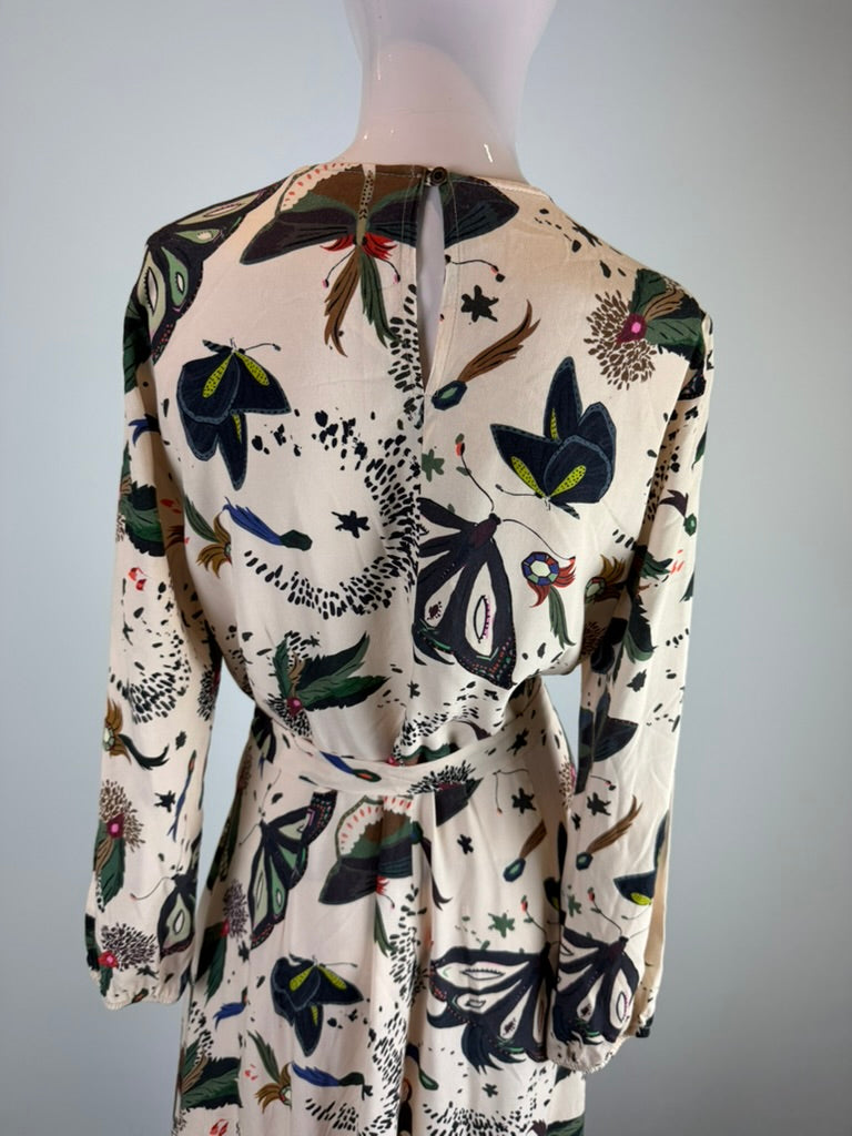 POM Amsterdam by Katja - Jurk - maxi-lengte, natuurprint, ceintuur in de taille - M