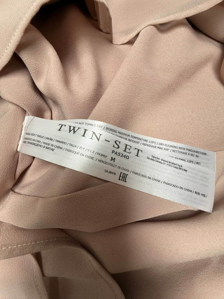 TWIN-SET Simona Barbieri - Jurk - beige, lange mouwen, rimpeldetail - M