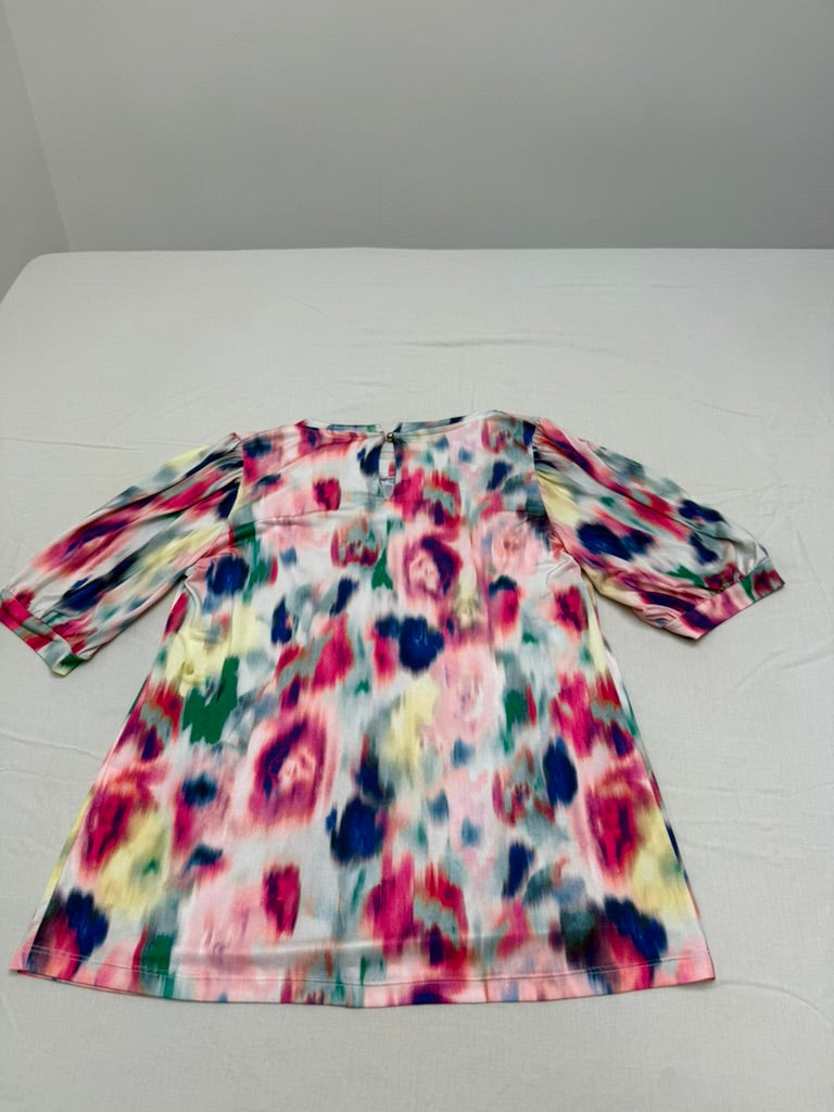 IN FRONT - Blouse - meerkleurig, abstract bloemenpatroon, halflange mouwen - S