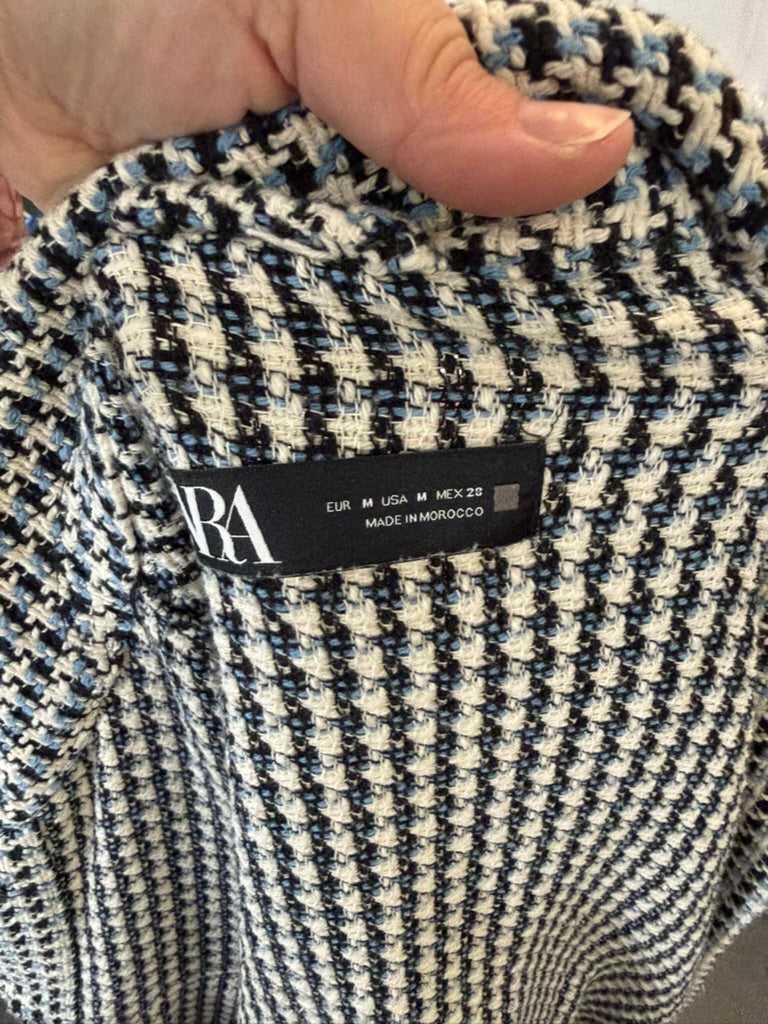 ZARA - Jas - pied-de-poule, oversized pasvorm, knoopsluiting - M