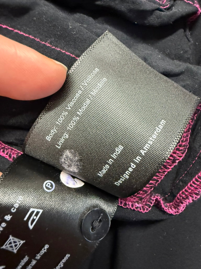 POM Amsterdam - Jurk - paars/roze/rood, abstracte print, ceintuur - M