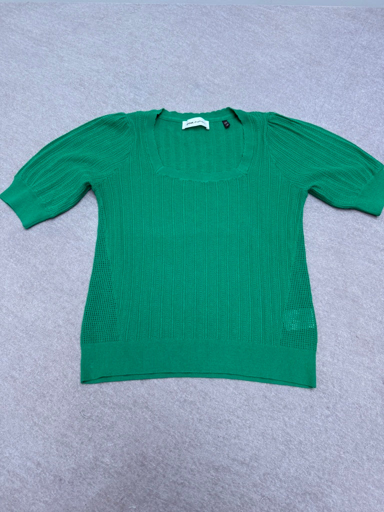POM Amsterdam - Trui - groen, ribpatroon, korte mouwen - L