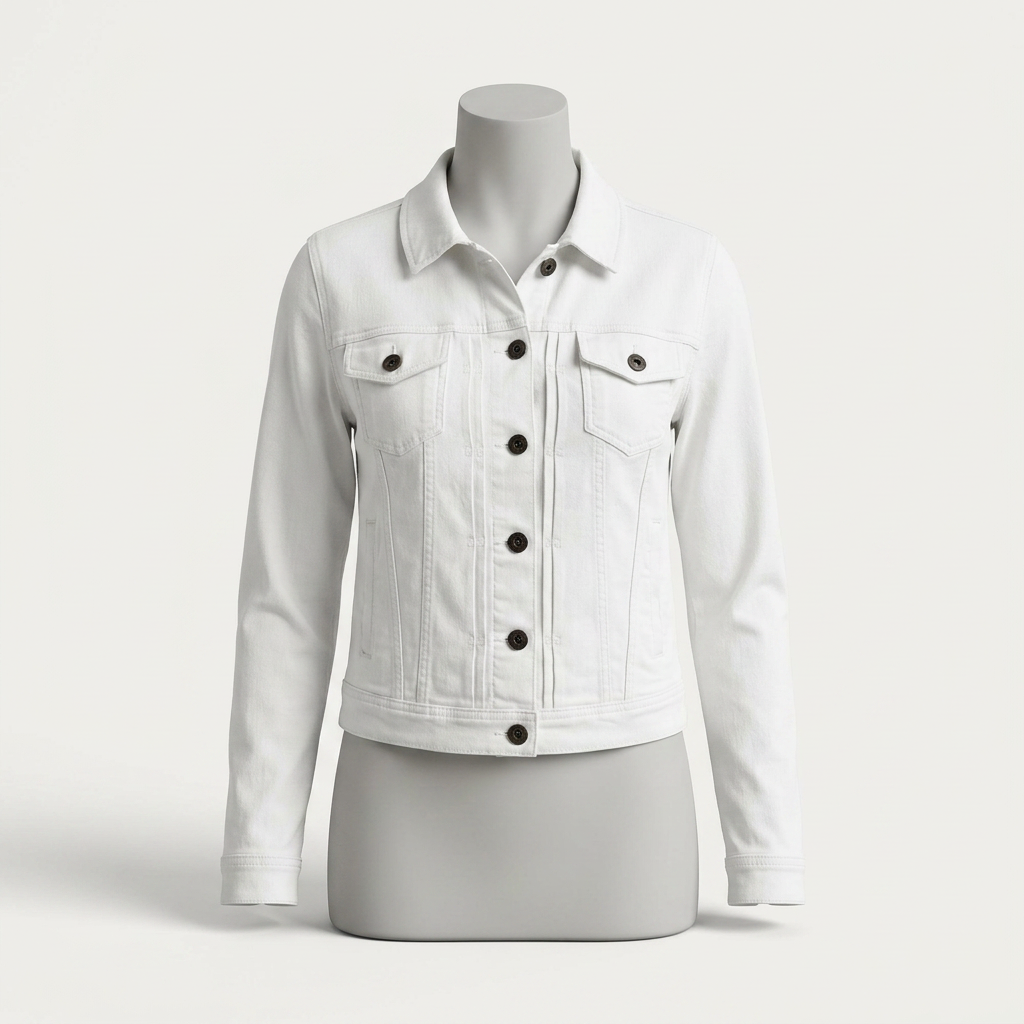 Jas - wit, denim, knoopsluiting