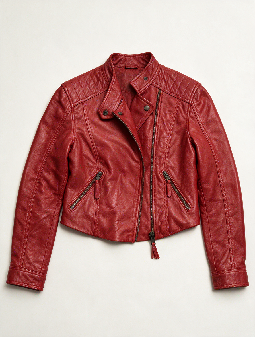 Hilfiger Denim - Jas - rood, leer, bikerstijl - XS