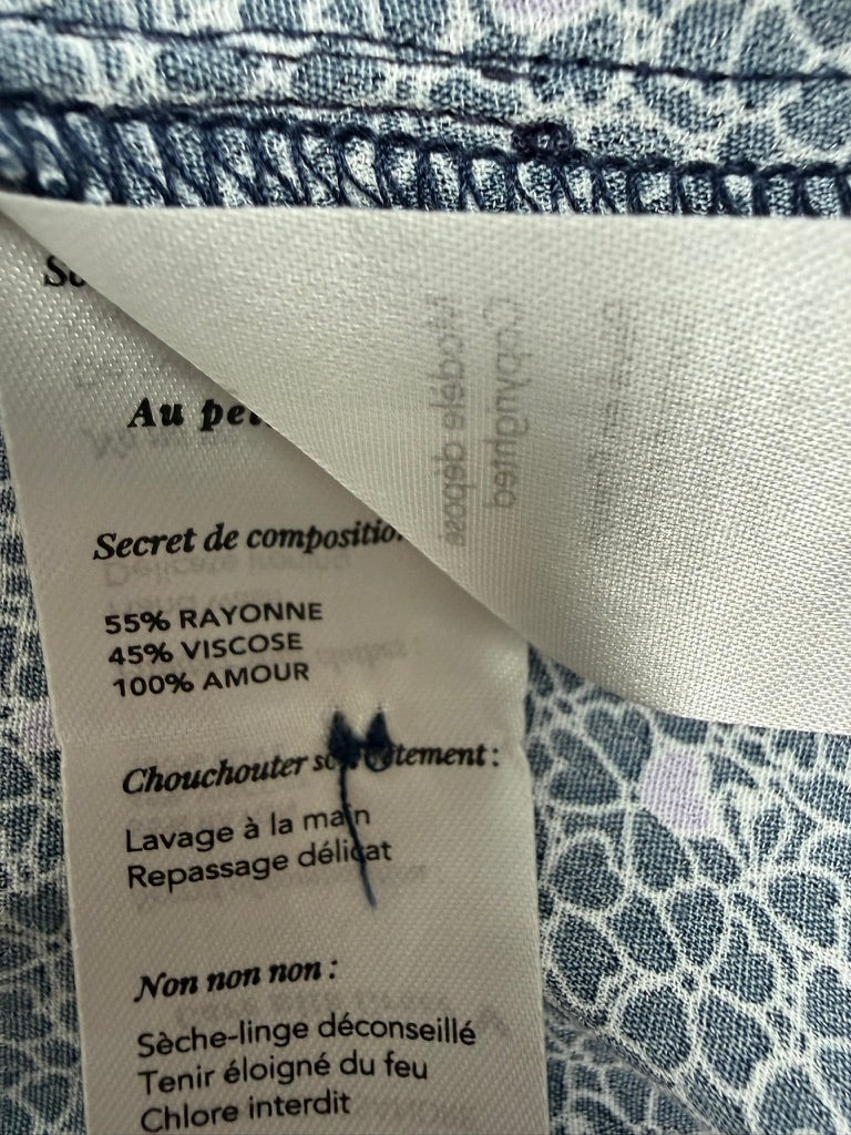 Grace & Mila - Rok - zwart-wit bloemenpatroon, asymmetrische knopenrij, midi-lengte - M