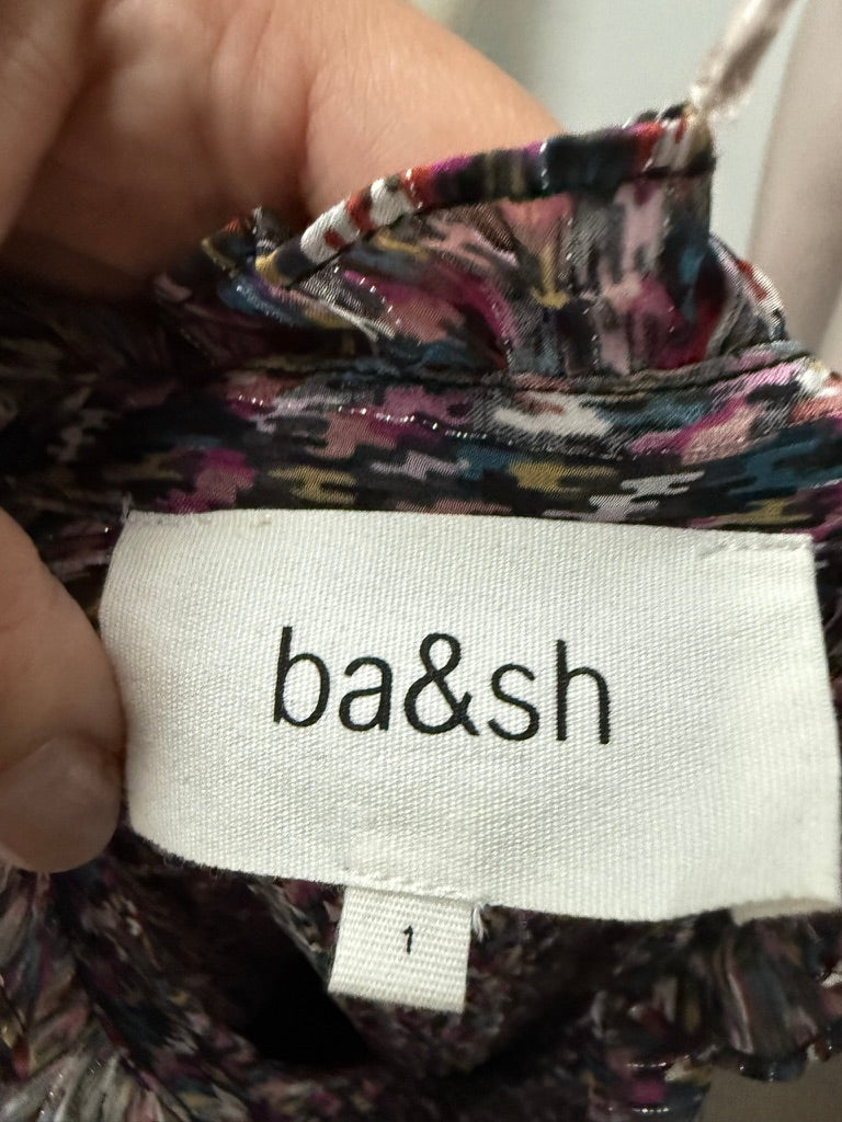 ba&sh - Jurk - all-over print, striksluiting, 3/4 mouw - S