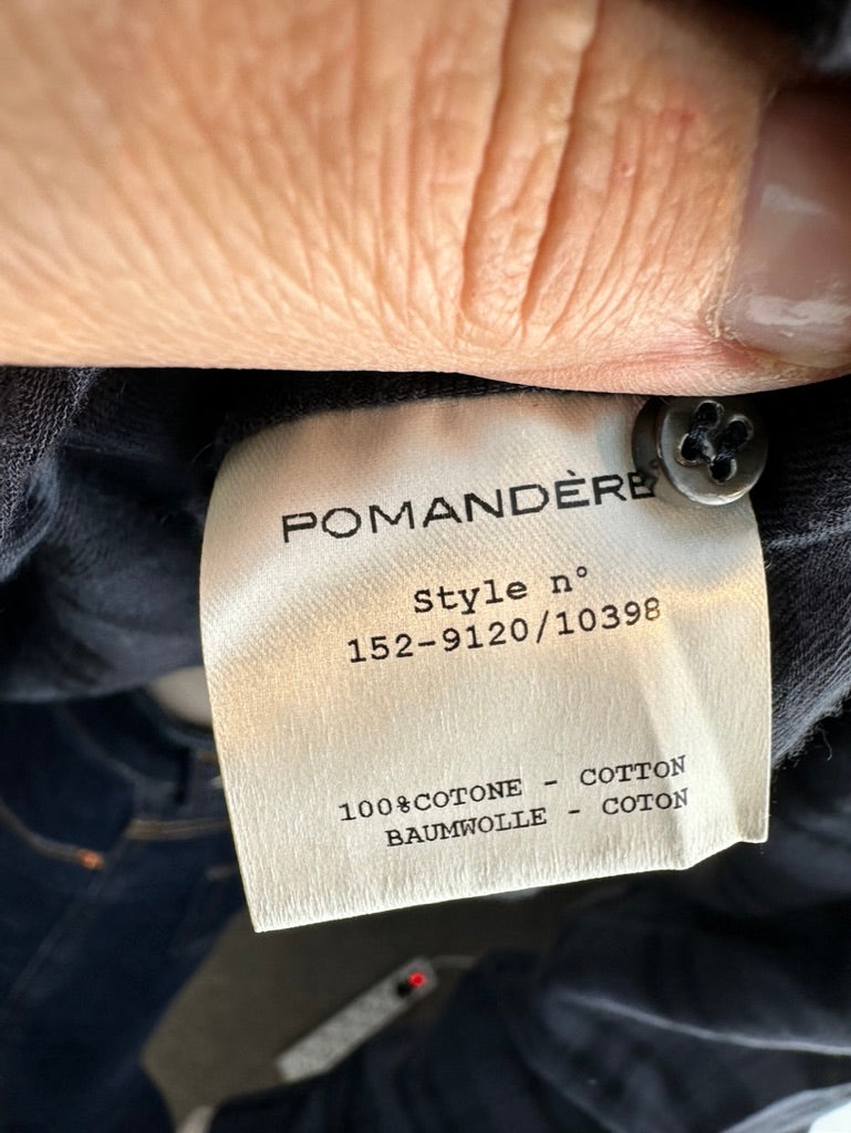 Pomandère - Blouse - grijs-blauw ruitpatroon, 100% katoen, volledige knoopsluiting - IT44 - NL40