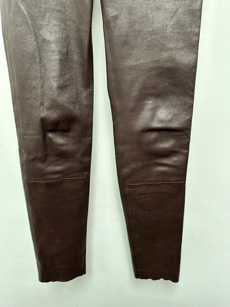 DANTE 6 - Broek - zwart lamsleer, elastische tailleband, zonder sluiting maat XS