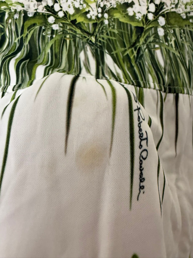CLASS ROBERTO CAVALLI - Jurk - mouwloos, bloemenprint, roze rand aan zoom - XL