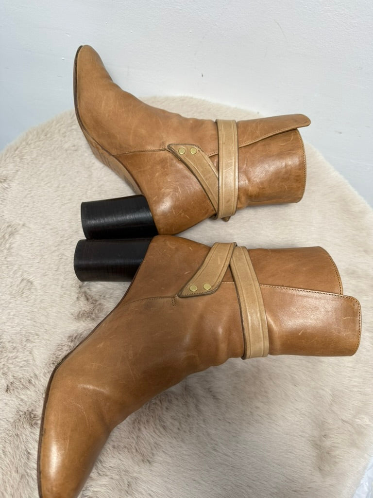 Isabel Marant - Enkellaars - bruin, blokhak, goudkleurige gesp