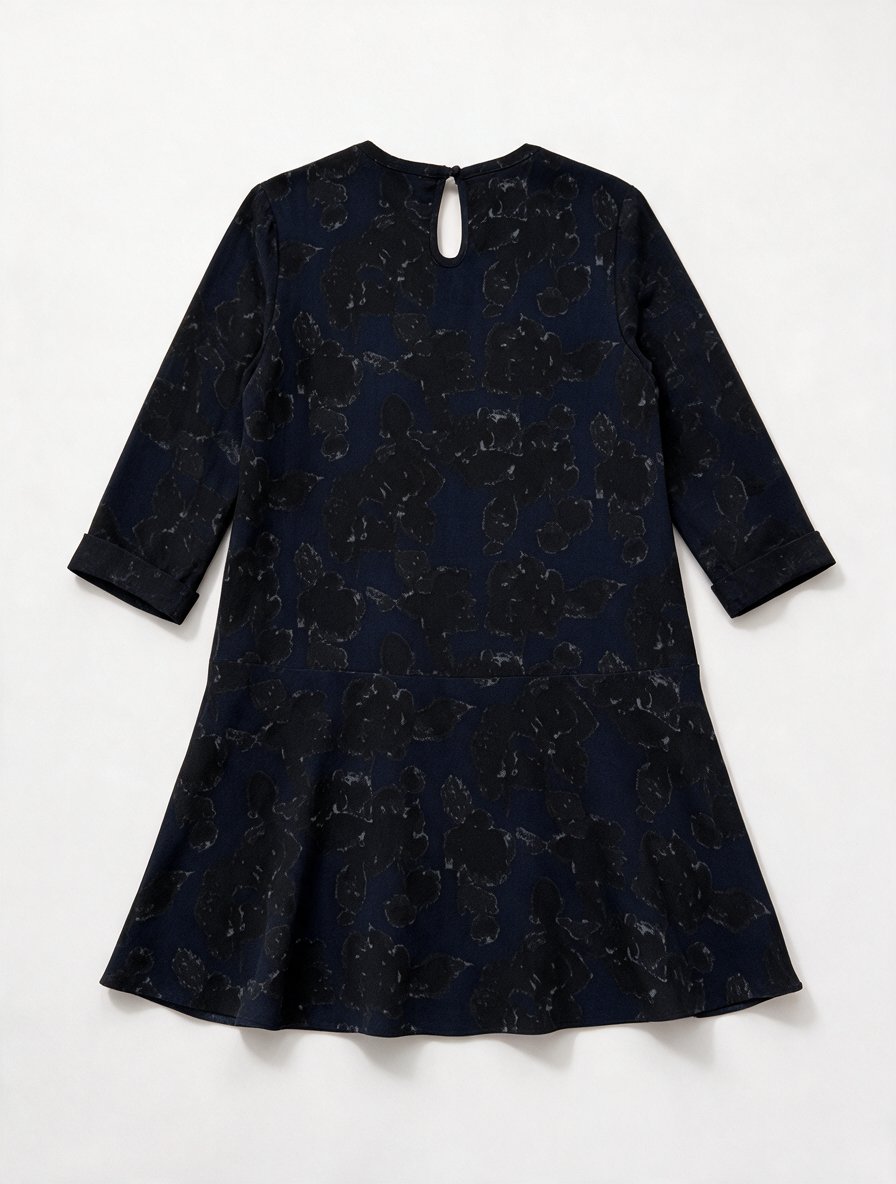 ESSENTIEL ANTWERP - Jurk - blauw, abstract bloemenpatroon, driekwart mouwen - L