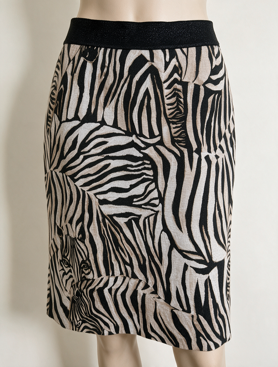 Caroline Biss - Rok - zebraprint, elastische tailleband, knielengte - XXL