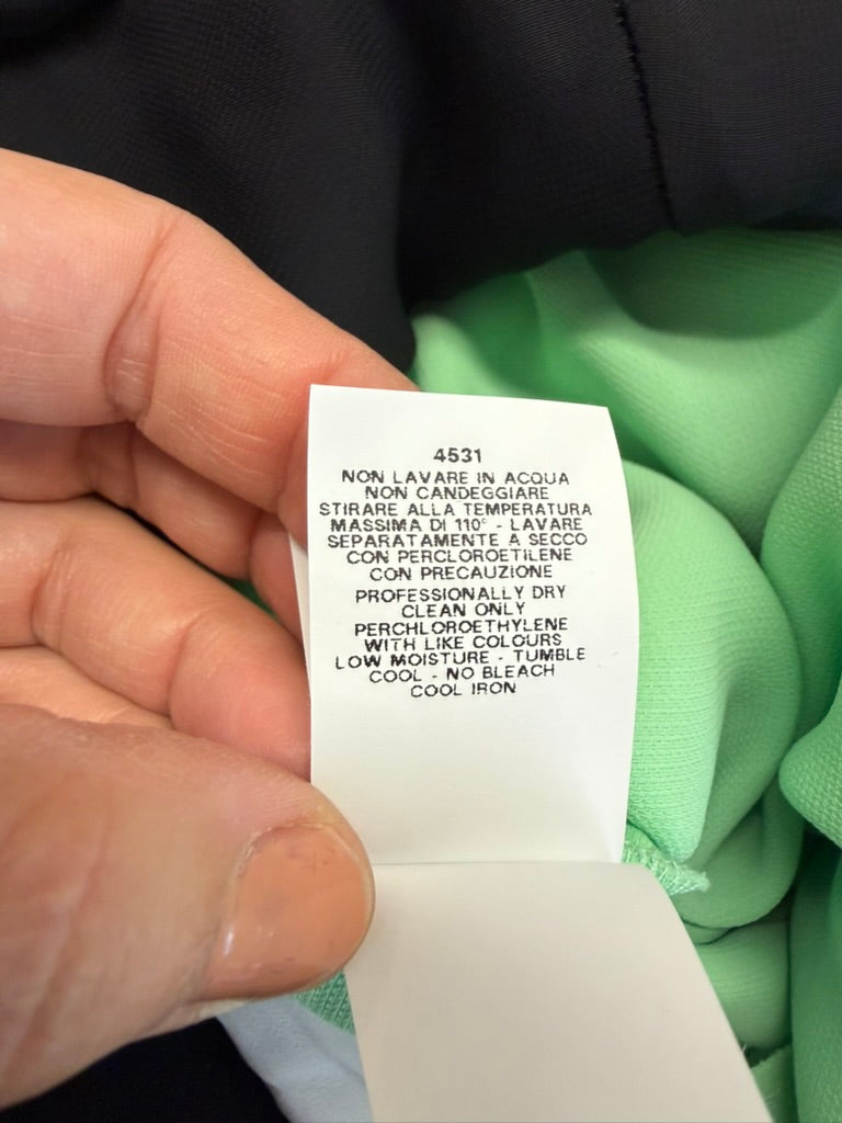 MOSCHINO CHEAP AND CHIC - Jurk - groen en zwart, strik in de taille, korte mouw - XL