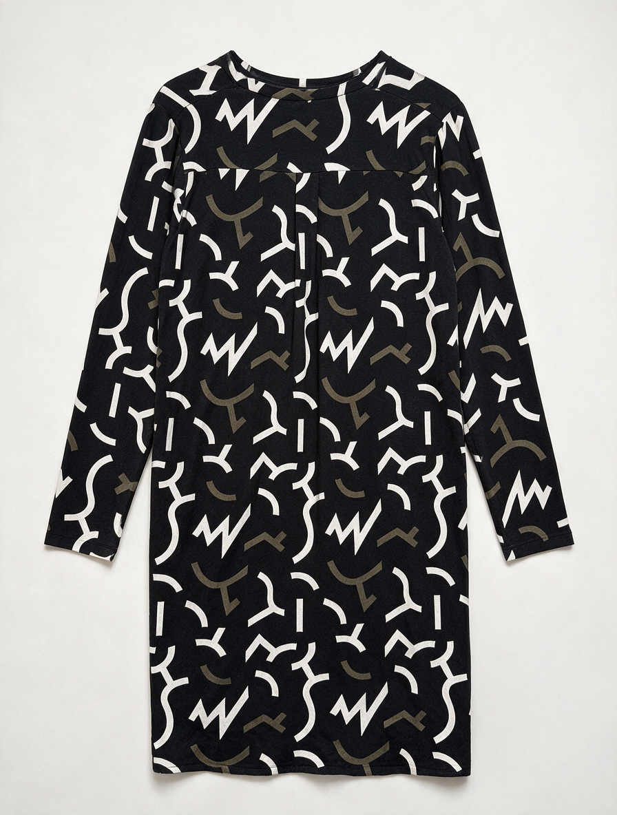 ZOSO - Tuniek - abstracte print, ritsdetails op de schouders, lange mouwen - M