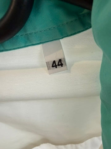 Caliban - Blouse - wit, turquoise accenten, getailleerd - XL