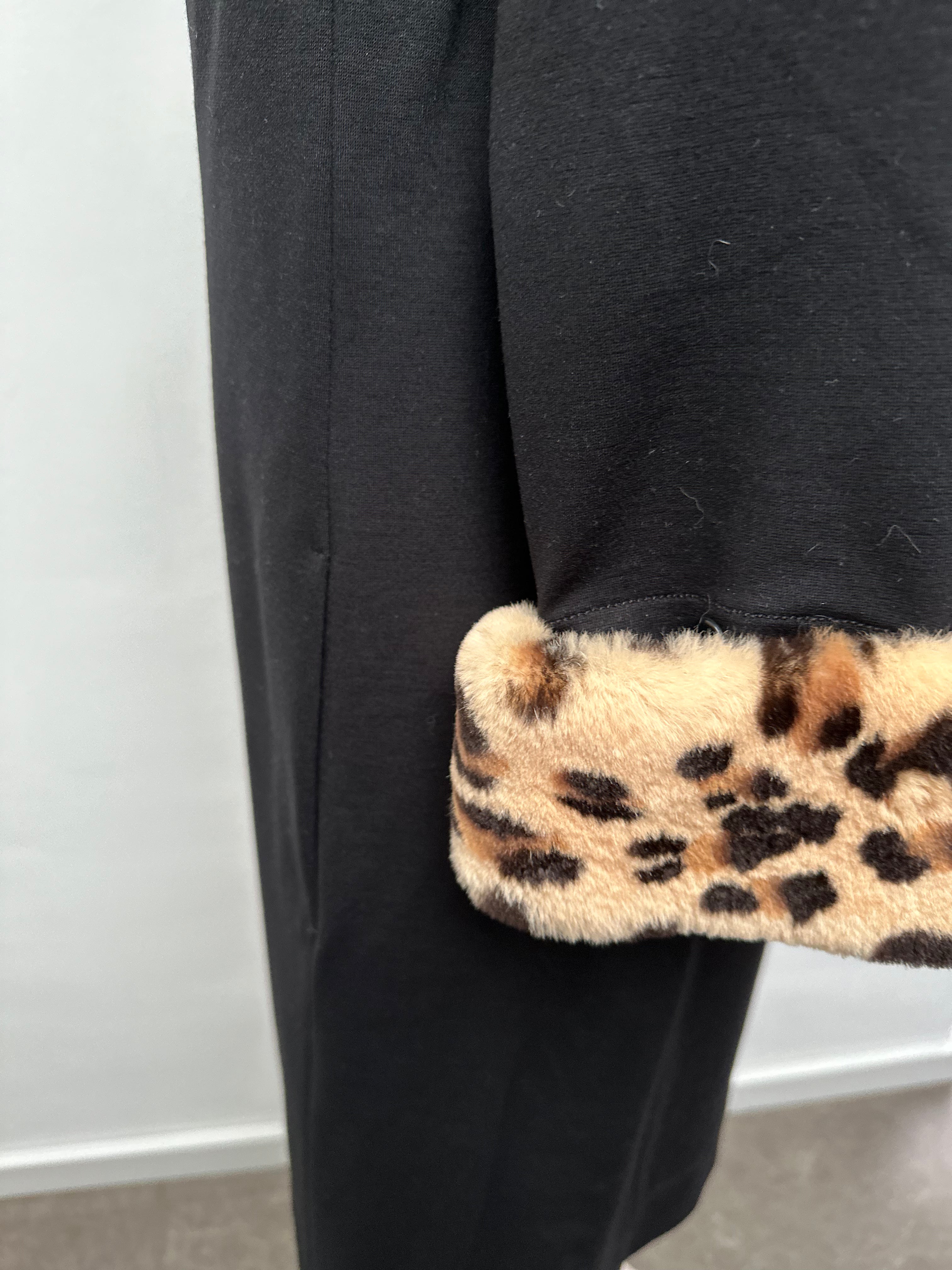 Blumarine zwarte jurk met bonten luipaard details maat 40