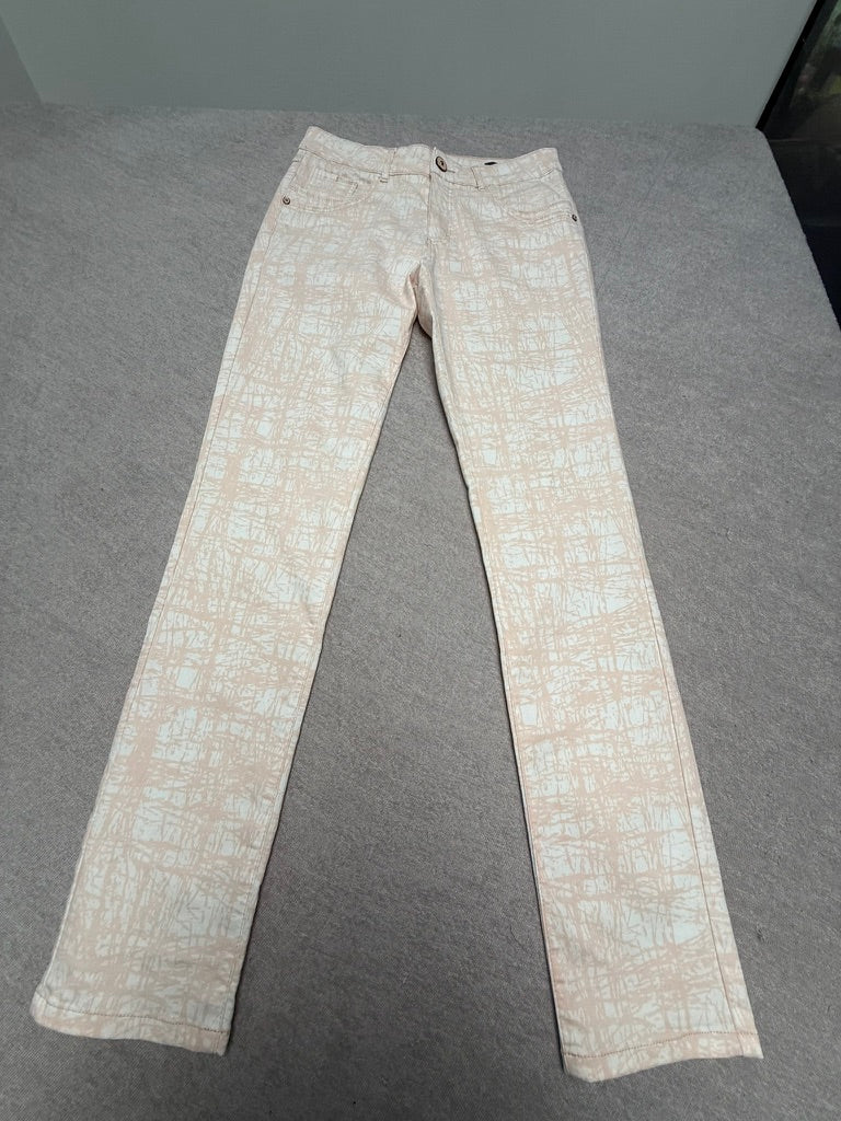 PARA MI - Broek - beige/wit/roze, abstract patroon, rechte pijp
