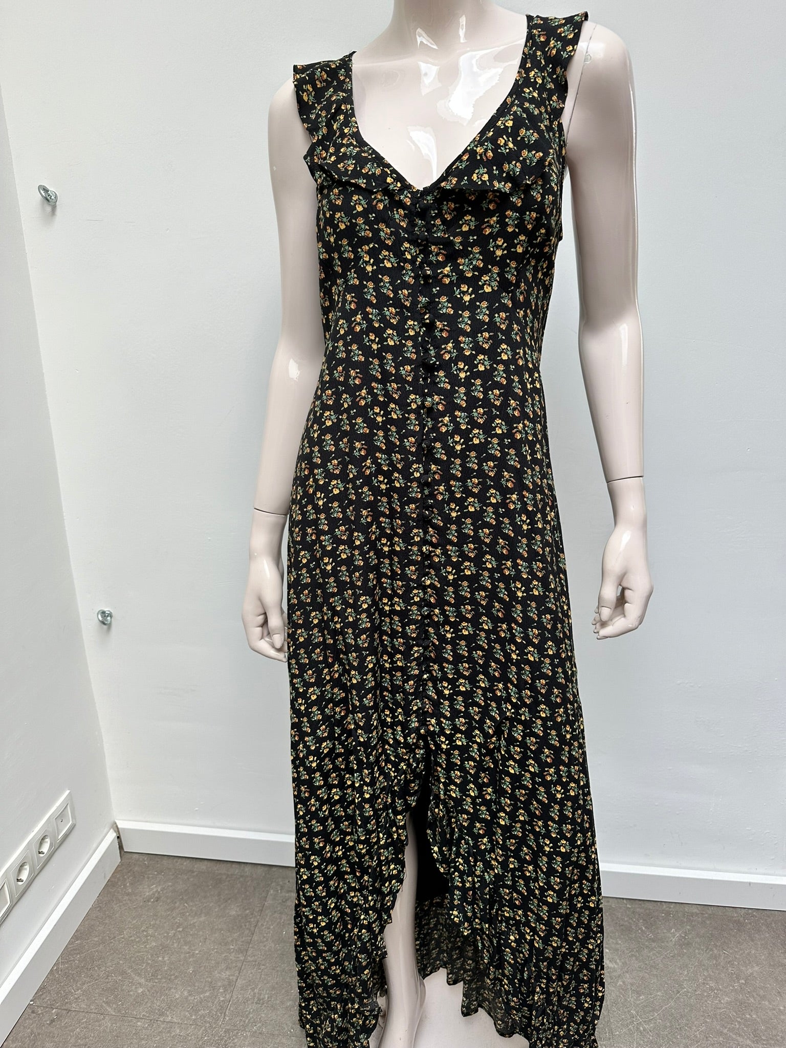 Colourful Rebel lange jurk zwart/geel maat XL