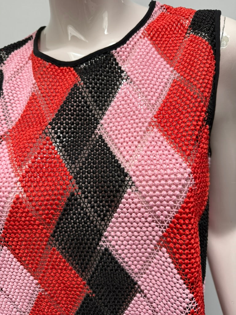SPORTMAX CODE - Top - geometrisch ruitpatroon, grofgebreid, mouwloos - M