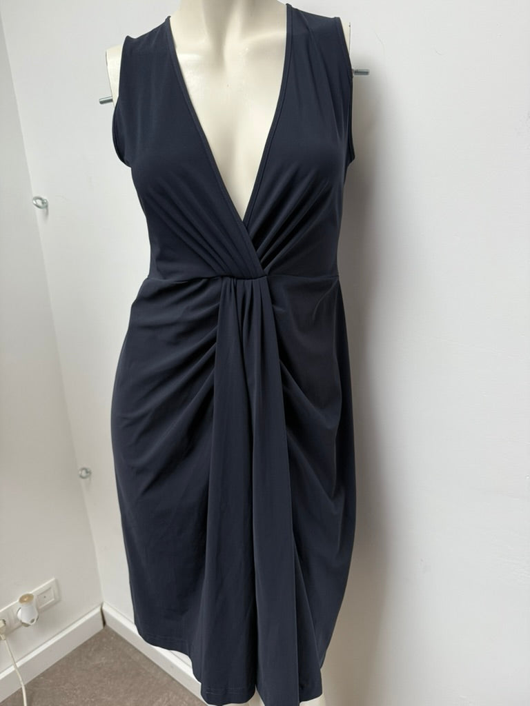 Studio Anneloes - Jurk - donkerblauw, V-hals, plissé detail - S