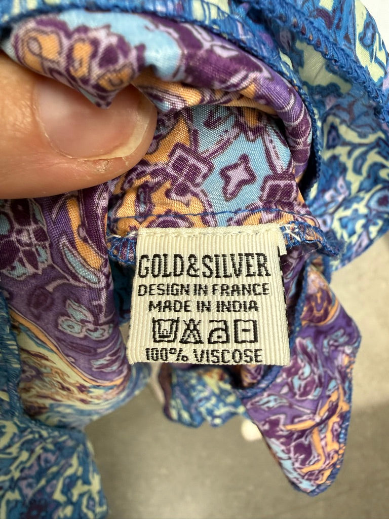 GOLD & SILVER - Jurk - meerkleurig, paisley- en bloemenprint, V-hals Taille Unique