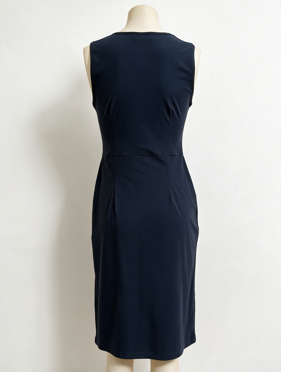 Studio Anneloes - Jurk - donkerblauw, V-hals, plissé detail - S