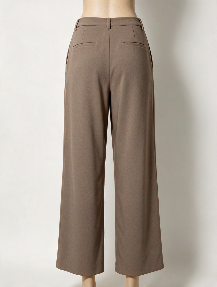 AMÉLIE & AMÉLIE - Broek - taupe, hoge taille, wijde rechte pijp - M
