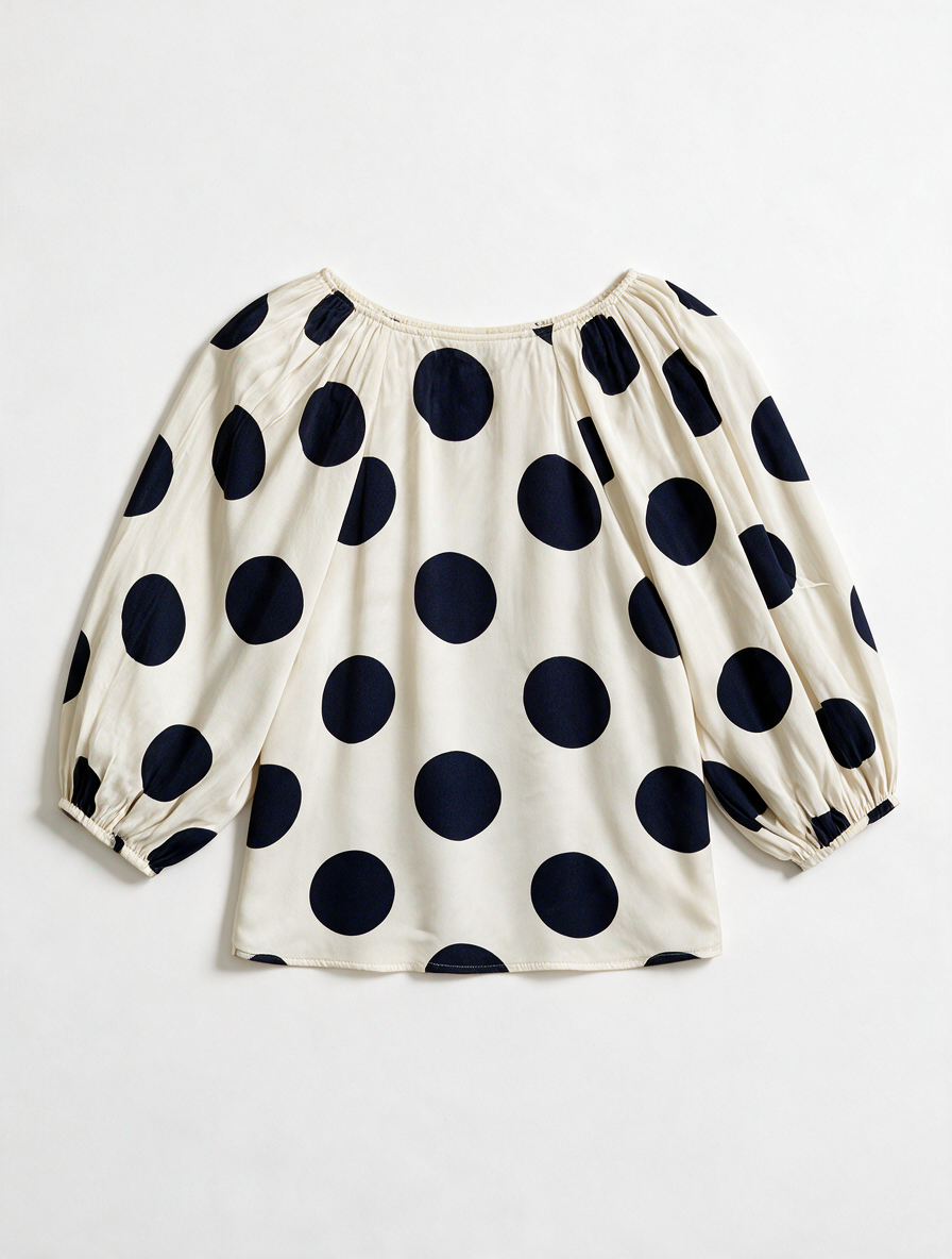 ZARA - Blouse - crème/zwart, polkadot, V-hals