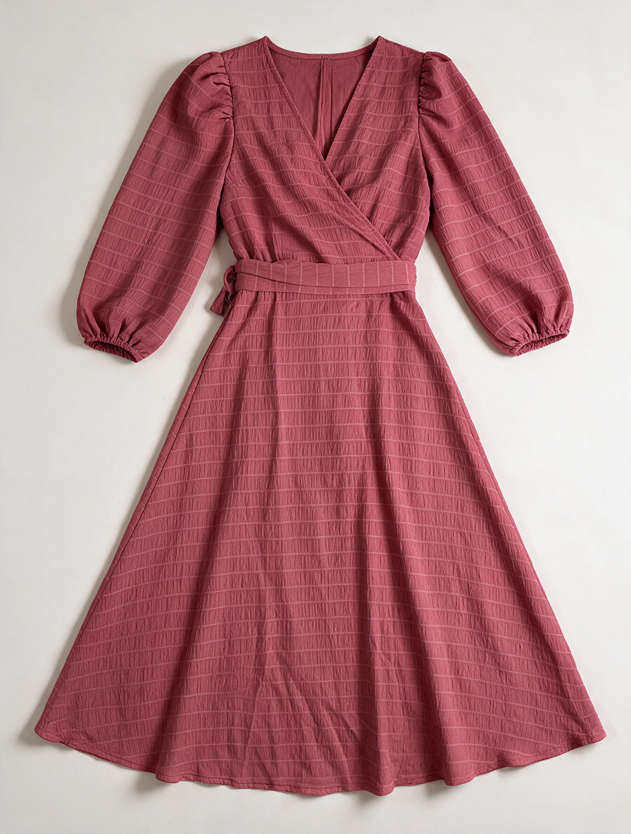 ICHI - Jurk - roze, wikkelmodel, V-hals - XS