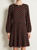 ESSENTIEL ANTWERP - Jurk - zwart, vosjesprint, knoopsluiting achter - S
