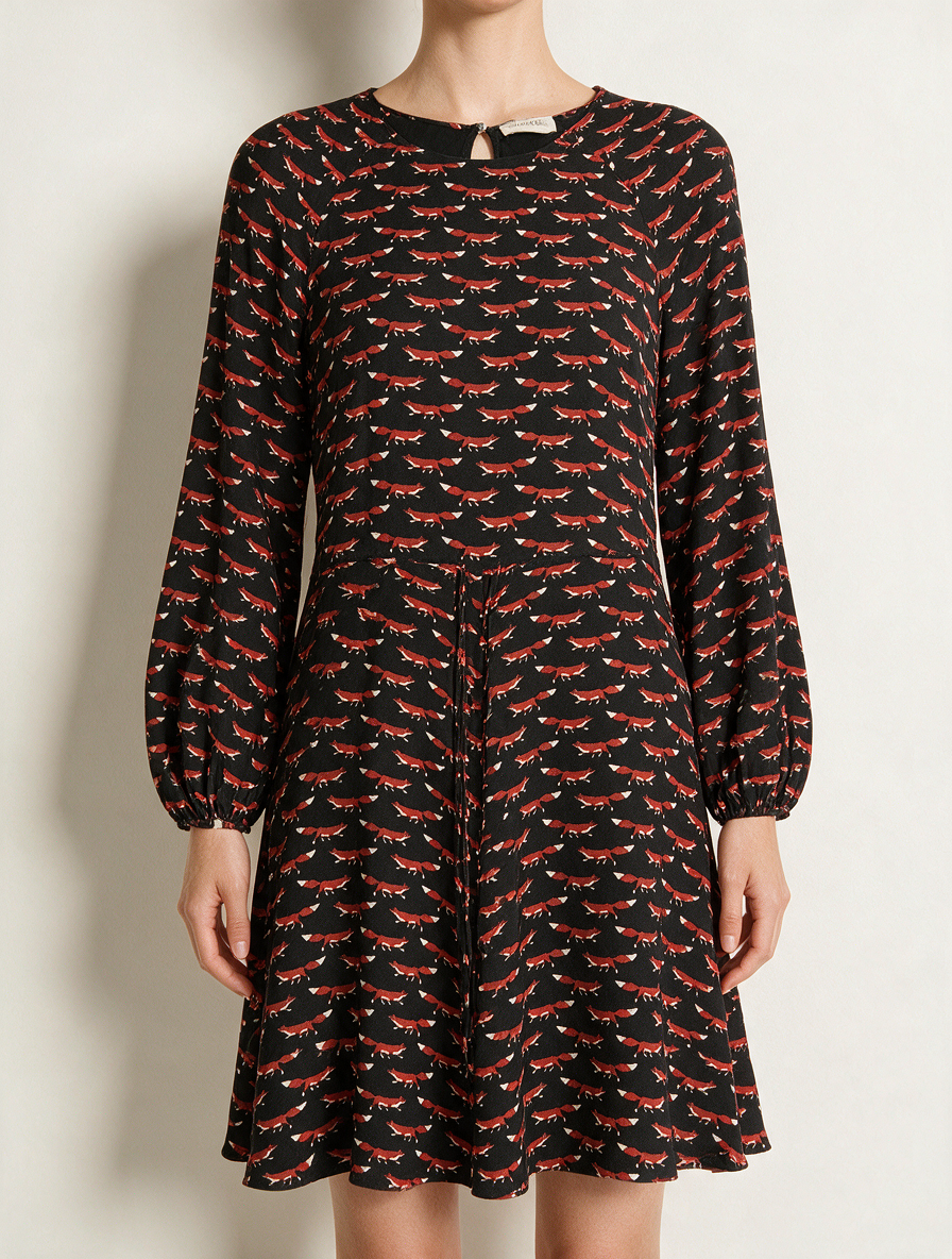 ESSENTIEL ANTWERP - Jurk - zwart, vosjesprint, knoopsluiting achter - S