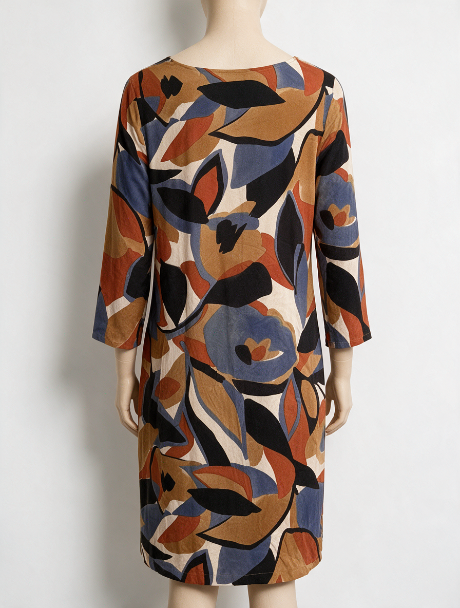 comme ça - Jurk - meerkleurig, abstracte bloemenprint, driekwart mouwen - M