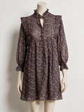 ba&sh - Jurk - all-over print, striksluiting, 3/4 mouw - S