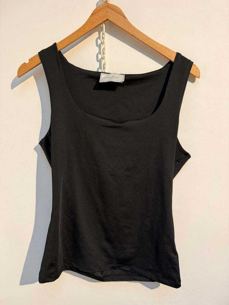 NEO NOIR - Hemdje - zwart, stretch jersey, aansluitend model - XL