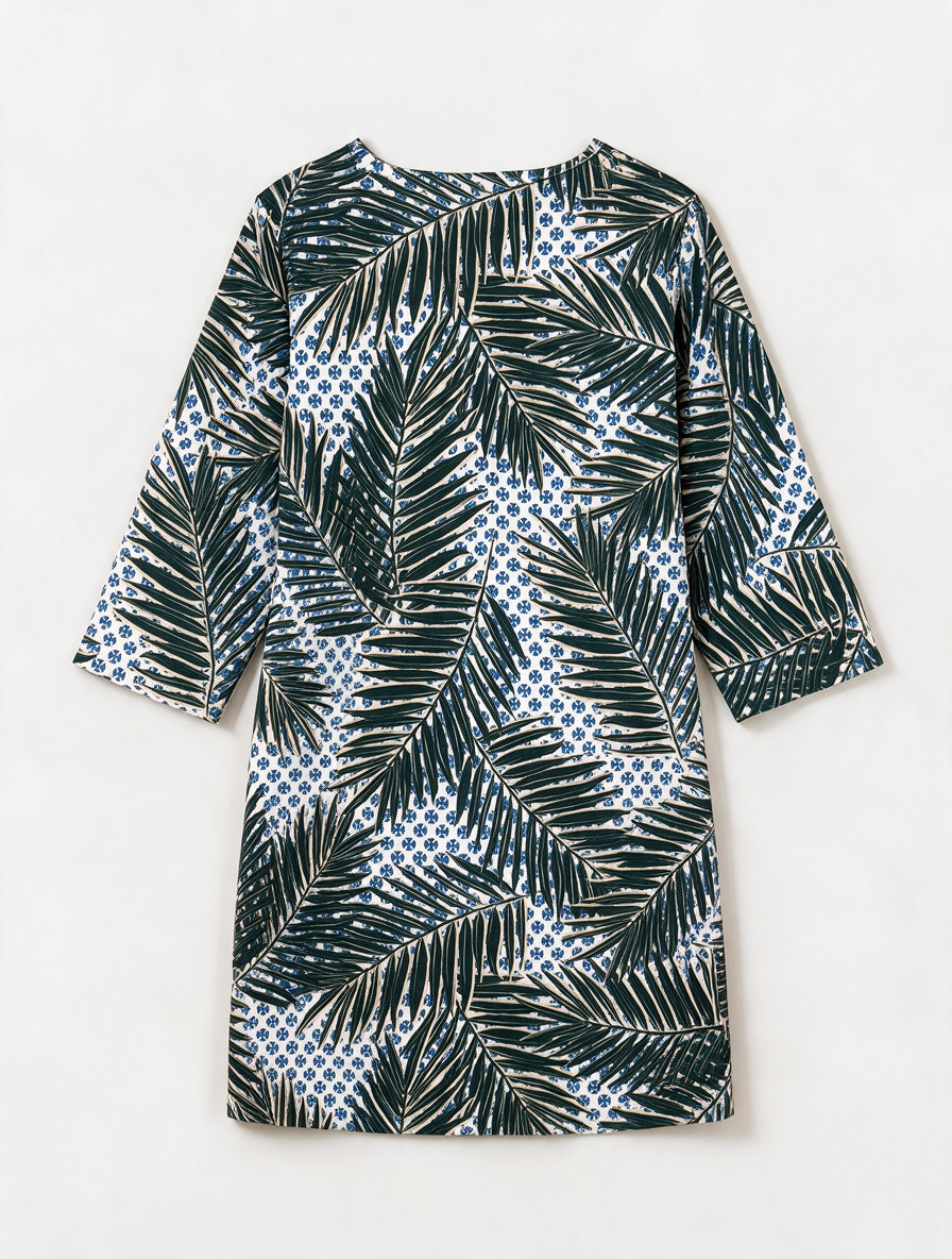Nathalie Vleeschouwer - Jurk - tropische print, driekwart mouw, rechte pasvorm - S