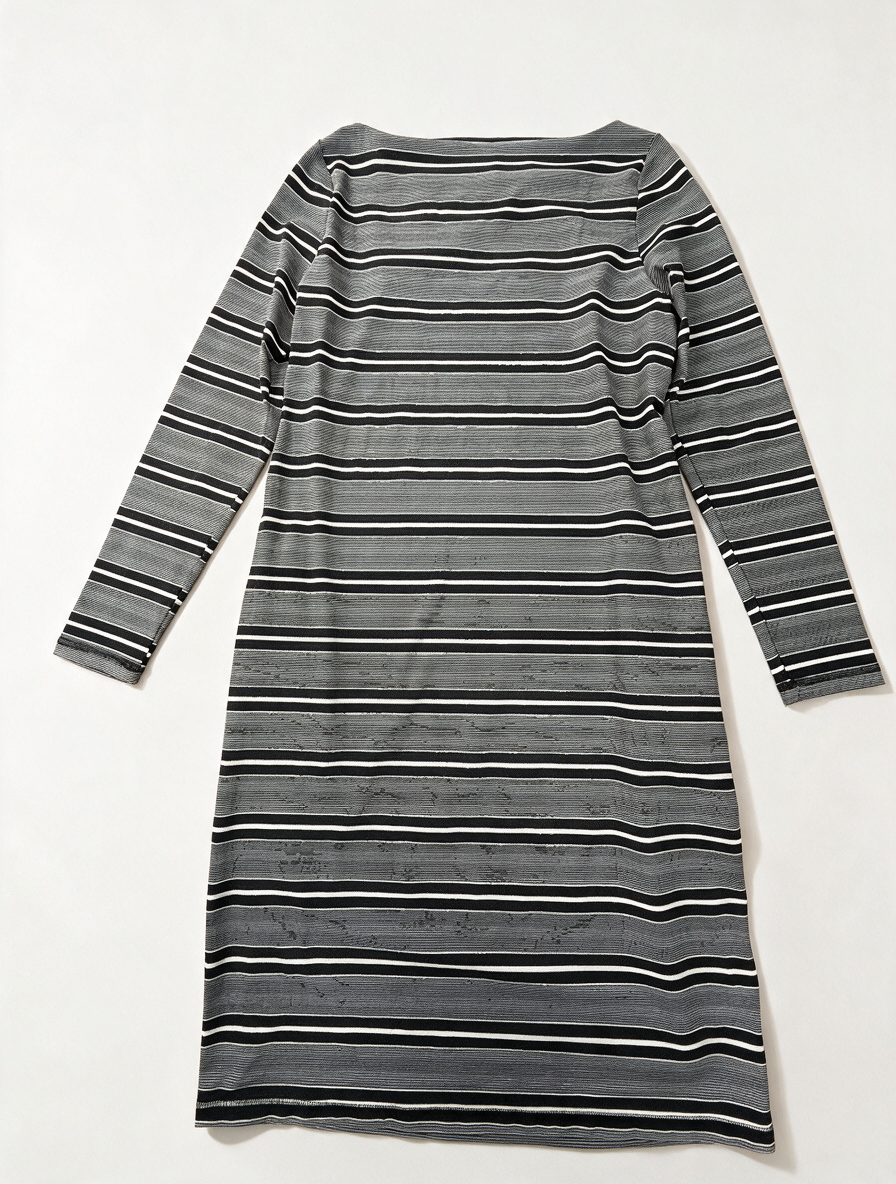 Studio Anneloes - Jurk - streeppatroon, zwart/grijs/wit, lange mouw - S