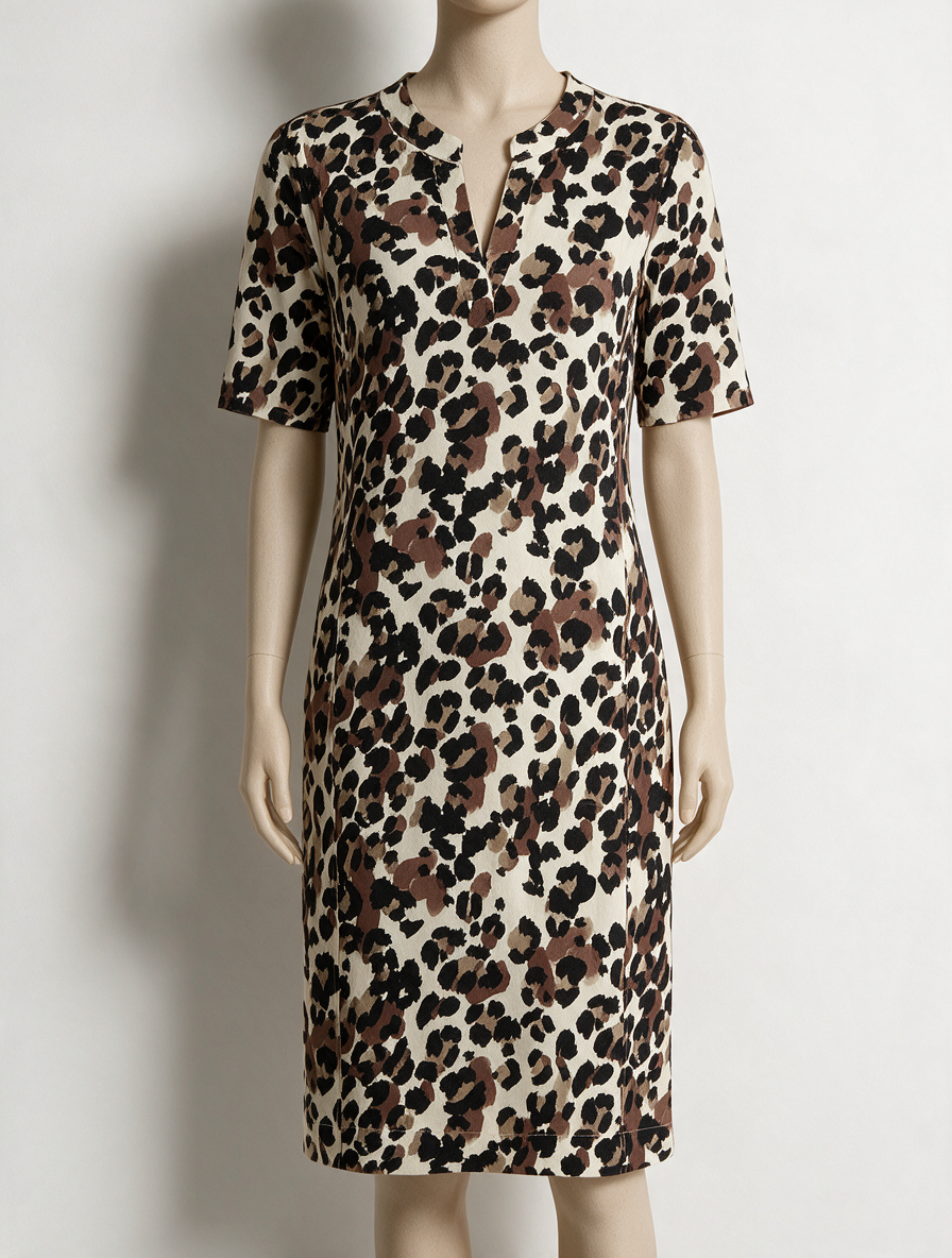 Studio Anneloes - Jurk - panterprint, V-hals, stretch