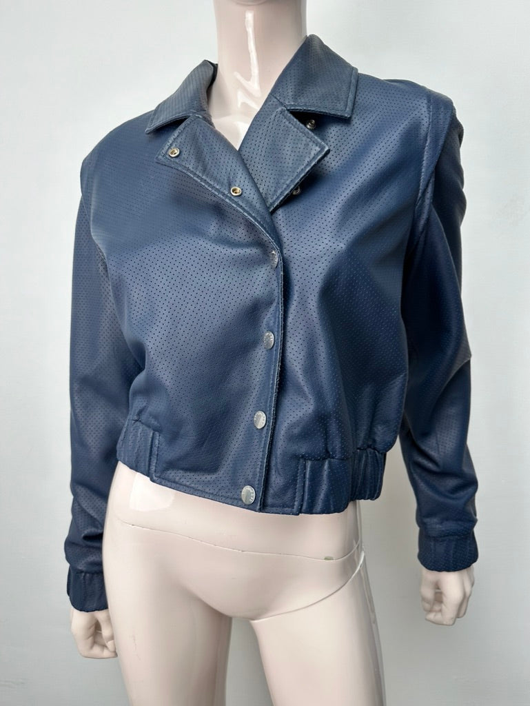 Caroline Biss blauw leren bomberjack maat 36