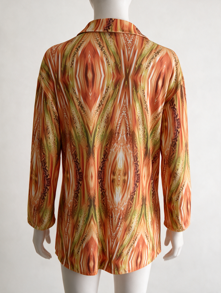 Angelle Milan - Blouse - oranje/groen/geel, all-over patroon, losvallend - XL