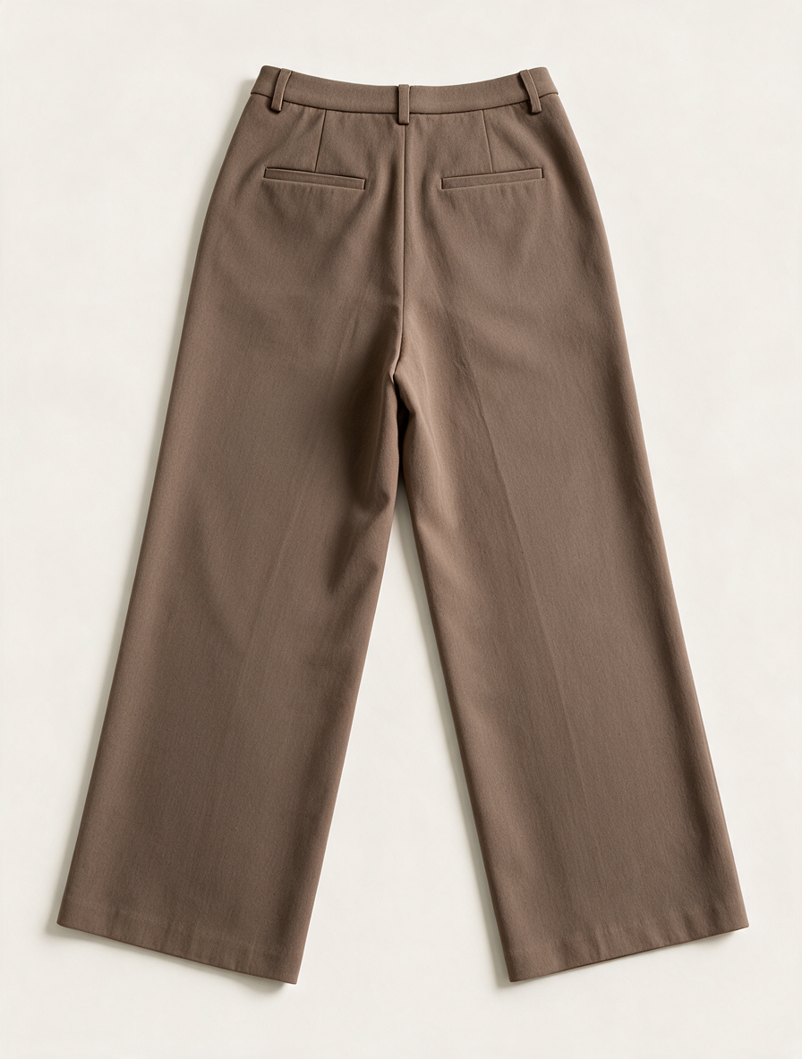 AMÉLIE & AMÉLIE - Broek - taupe, hoge taille, wijde rechte pijp - M