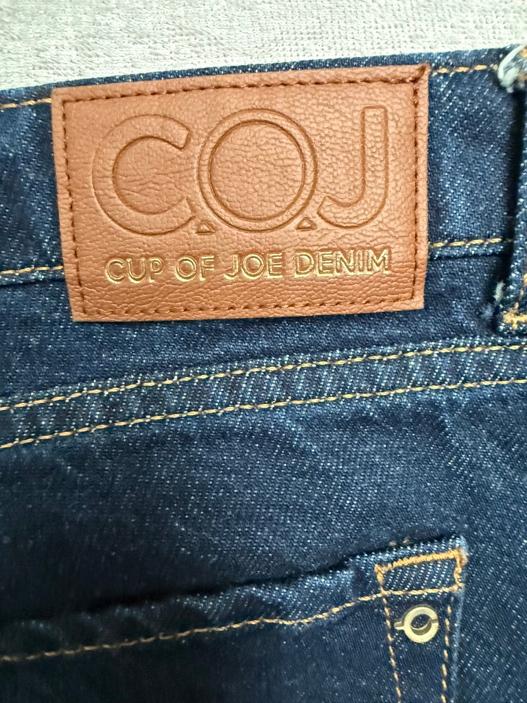 COJ Cup of Joe Denim Elodie Wide Straight Jeans W30 L30 – Donkerblauwe Raw Denim Jeans