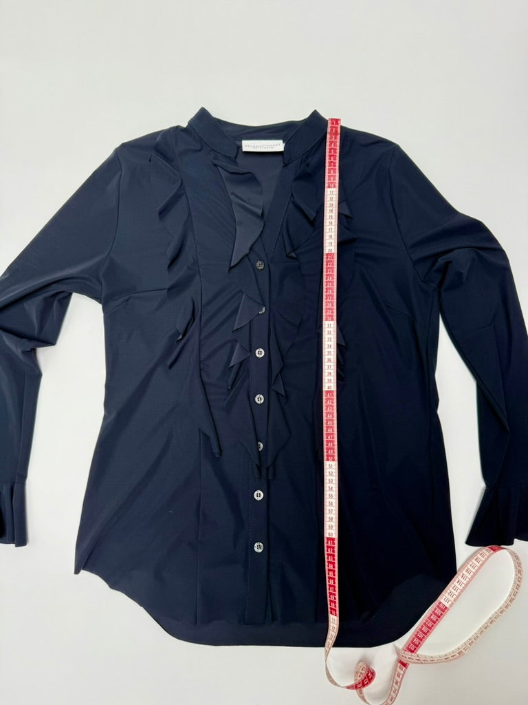 Helena Hart blouse donkerblauw met ruches – elegante blouse maat XL