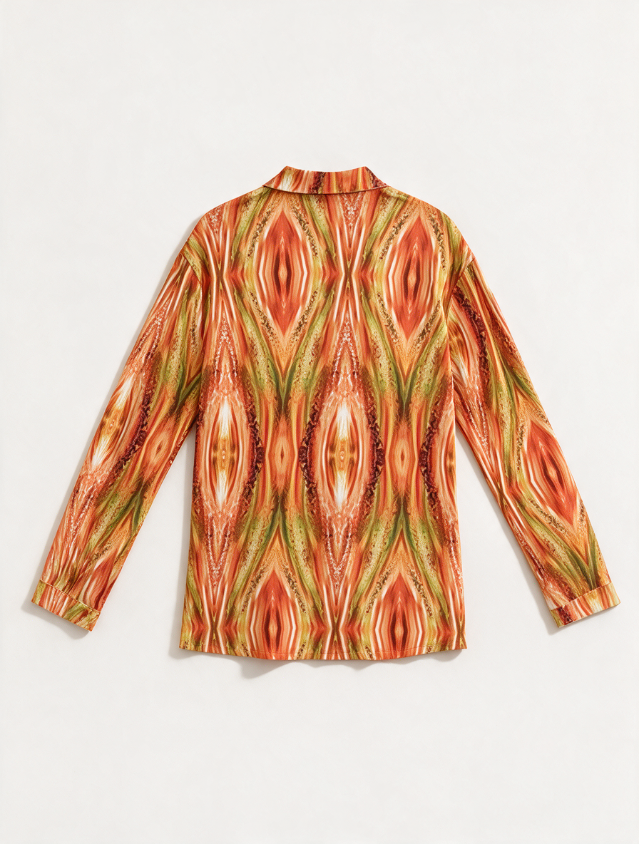 Angelle Milan - Blouse - oranje/groen/geel, all-over patroon, losvallend - XL