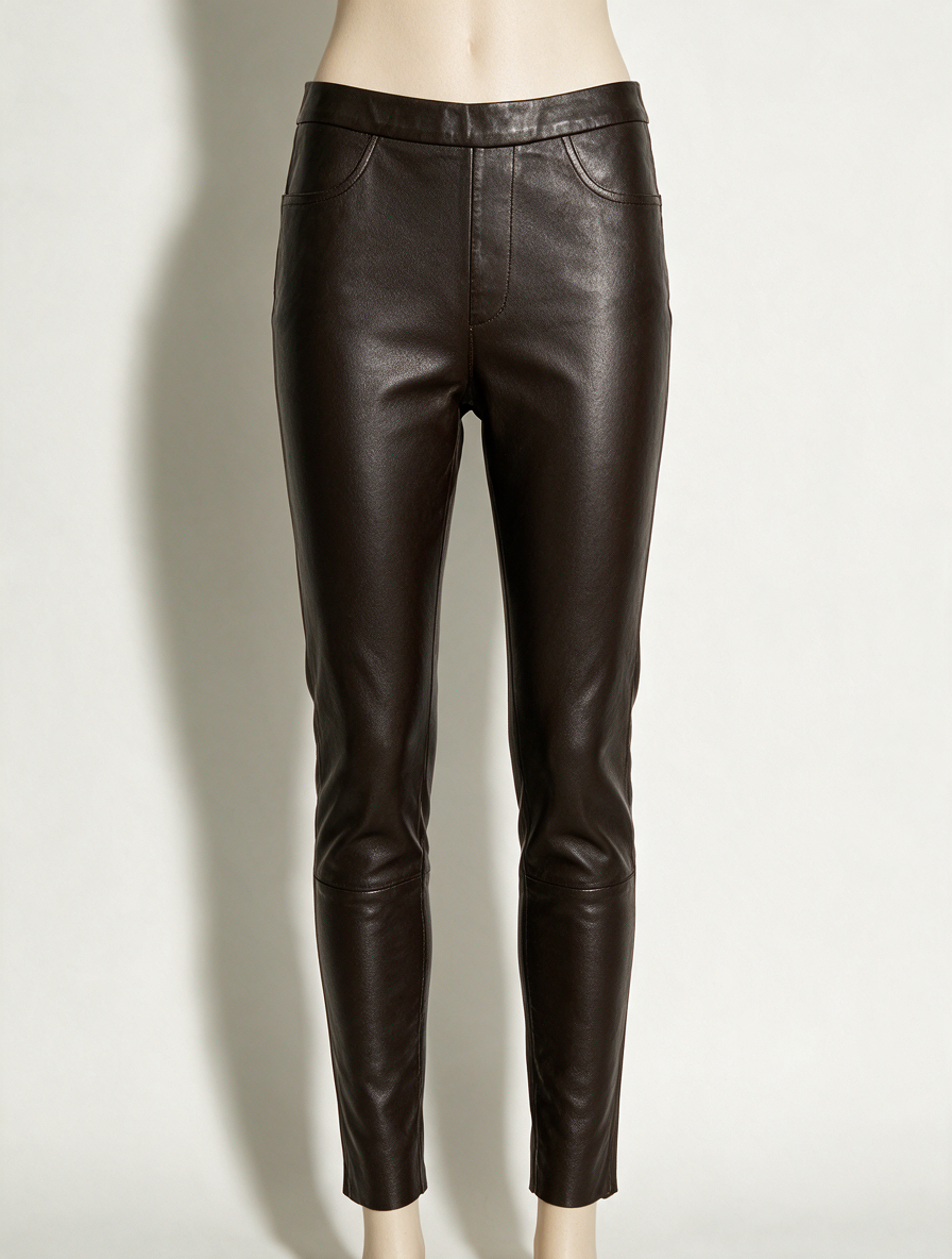 DANTE 6 - Broek - zwart lamsleer, elastische tailleband, zonder sluiting maat XS
