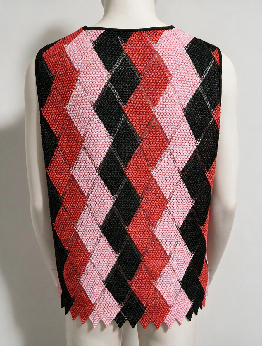 SPORTMAX CODE - Top - geometrisch ruitpatroon, grofgebreid, mouwloos - M