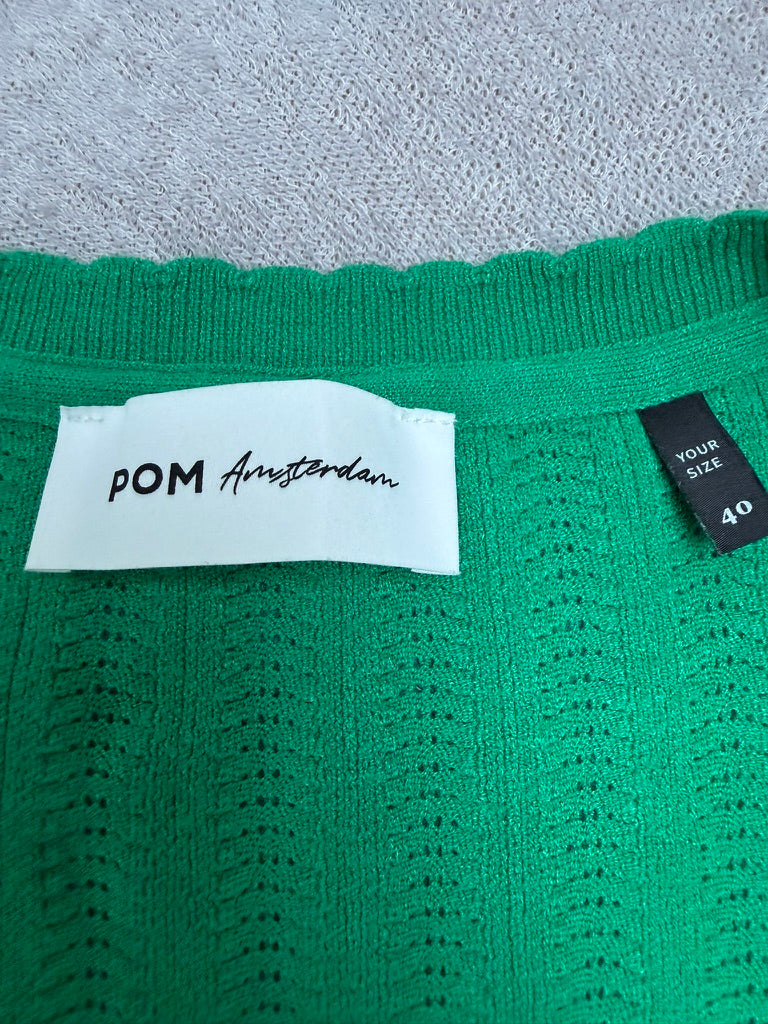 POM Amsterdam Gebreide Top Groen – Dames Trui met Vierkante Halslijn – Maat 40